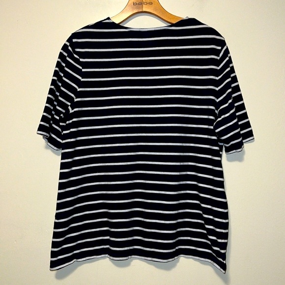 Women’s Chico’s size 2 nautical Starfish sparkle graphic striped tee shirt top L - Picture 5 of 5
